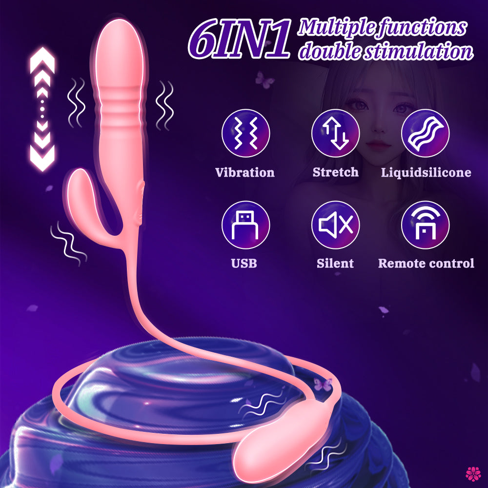 Night Cherry Stretchable Dual Vibration Vibrator for Women with Frequency Adjustment, Body Insertable Self-Stimulation Device, USB Rechargeable Massage Adult Toy