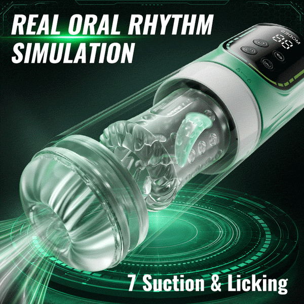 Heaven - 5 in 1 Male Masturbator 7 Thrusting Rotation Suction Vibration & Licking Intelligent Control Stroker