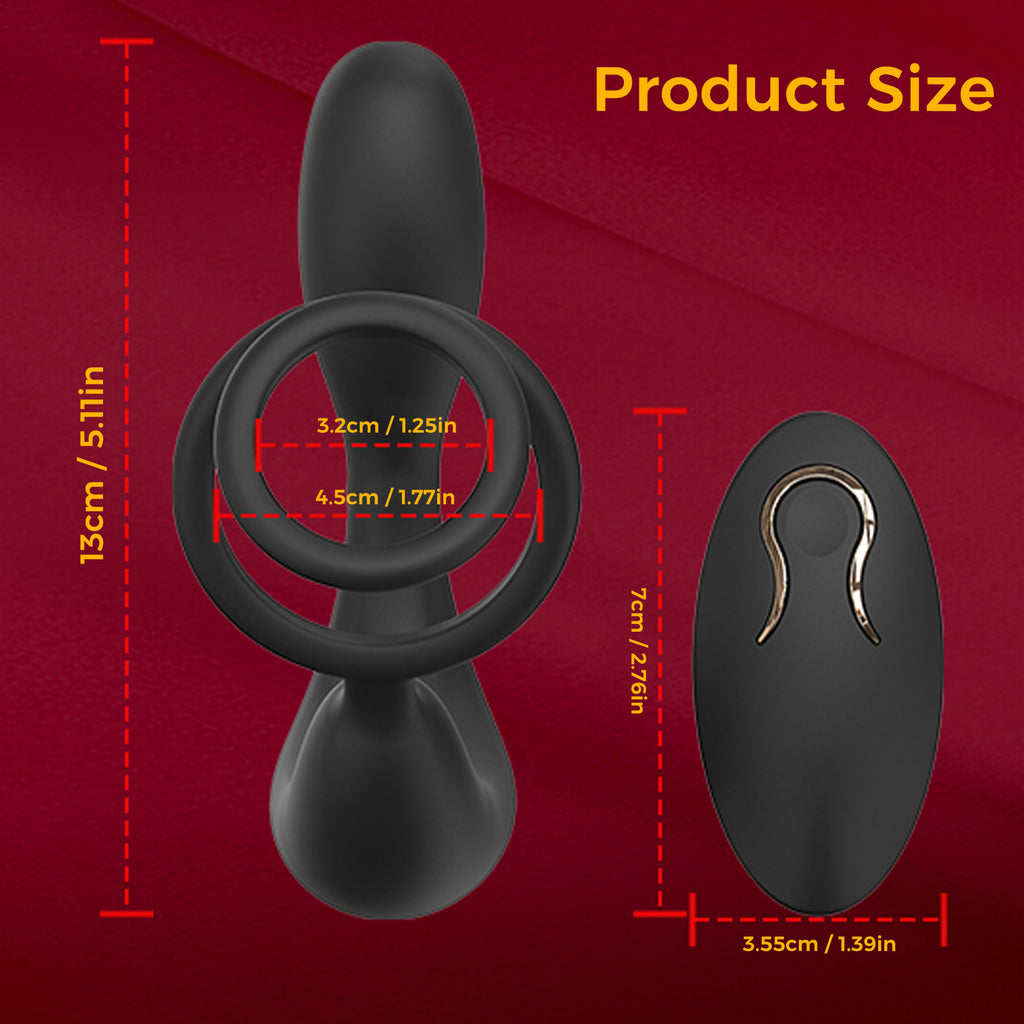 Male prostate massager, vibrating anal plug, locking ring, remote control for adult sex toys